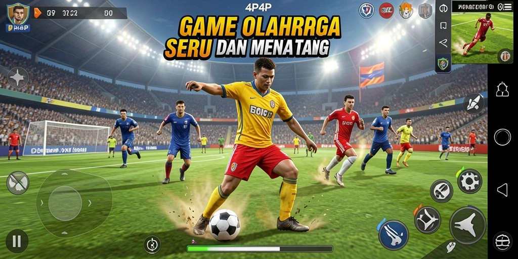 Tampilan gameplay seru dari 4P4P saat berkompetisi dalam olahraga.