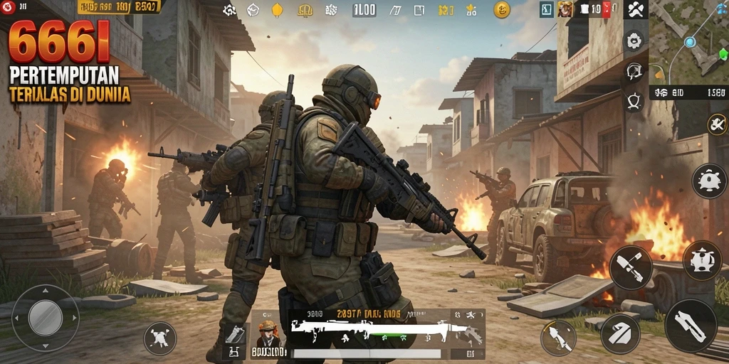 Gameplay pertempuran intens dalam 666I yang menantang.