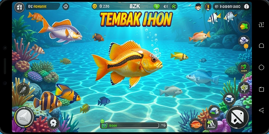 Tampilan gameplay seru di 8ZK dengan berbagai ikan.