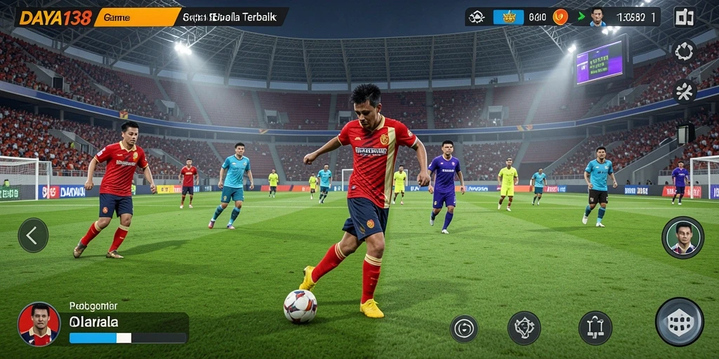 Screenshot utama DAYA138 menampilkan aksi sepenuh lapangan sepak bola.