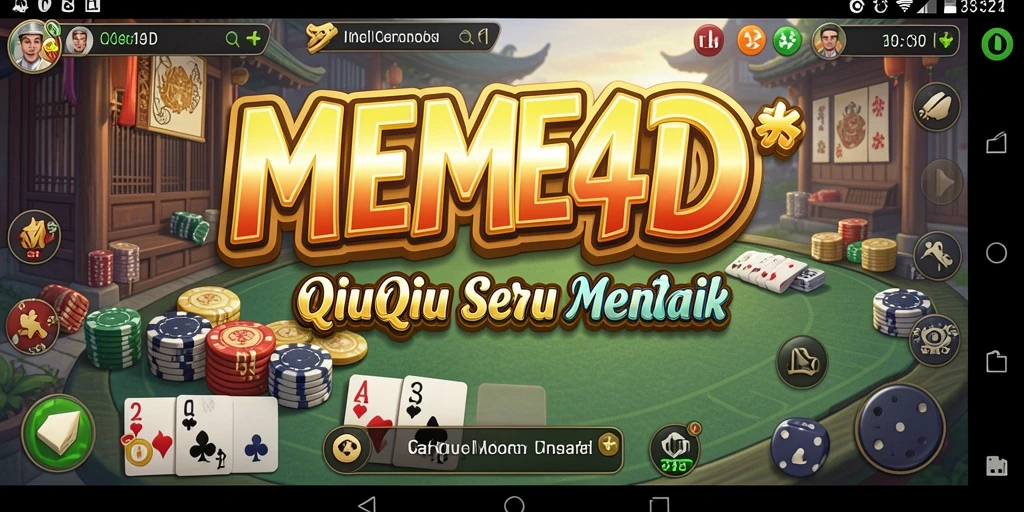 Screenshot gameplay seru dari MEME4D dengan tampilan kartu QiuQiu.