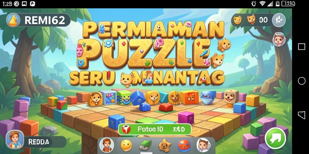 Tampilan gameplay puzzle yang menarik dan menantang di REMI62.