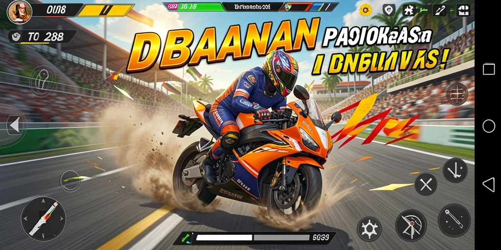 Tampilan gameplay yang mendebarkan dari TO288, balapan motor yang seru.