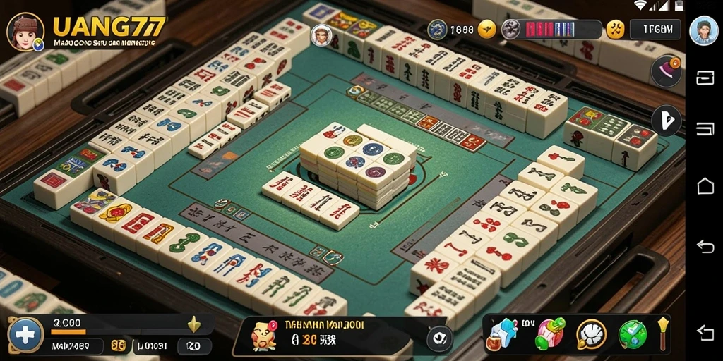 Tampilan gameplay UANG77 yang menarik dengan desain Mahjong yang menawan.